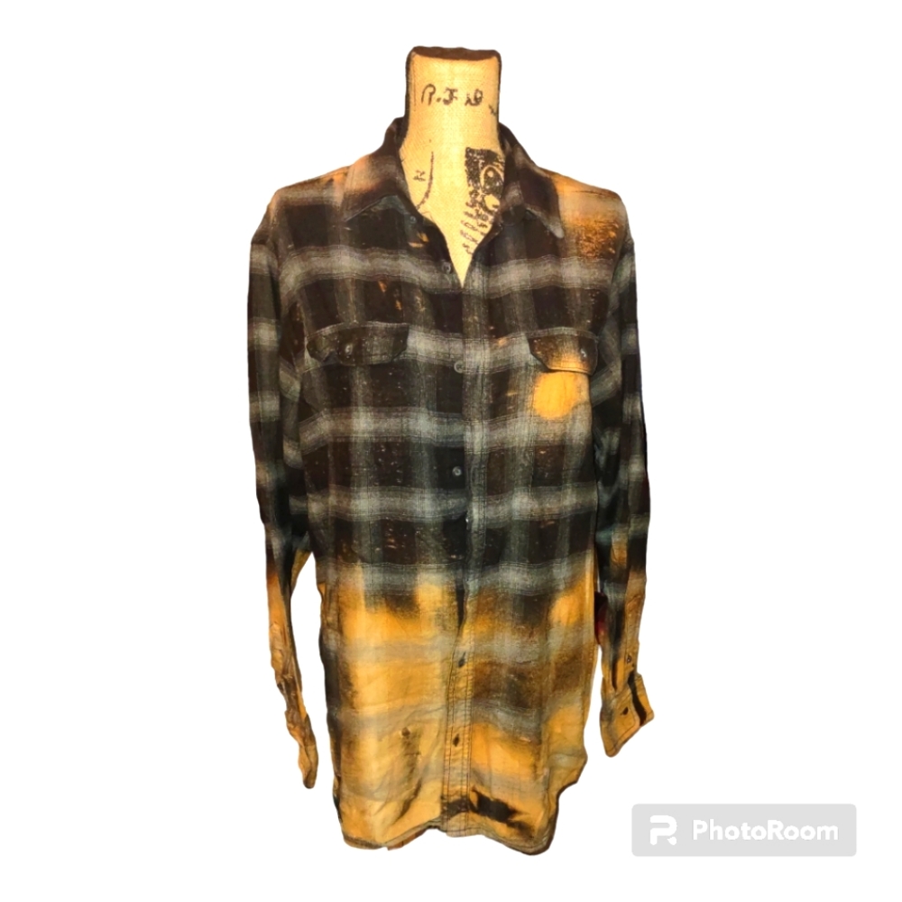 Black and gray distressed flannel